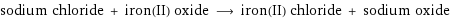 sodium chloride + iron(II) oxide ⟶ iron(II) chloride + sodium oxide