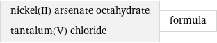 nickel(II) arsenate octahydrate tantalum(V) chloride | formula