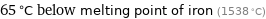 65 °C below melting point of iron (1538 °C)