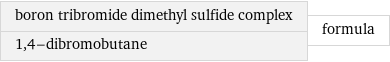 boron tribromide dimethyl sulfide complex 1, 4-dibromobutane | formula