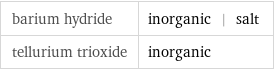 barium hydride | inorganic | salt tellurium trioxide | inorganic