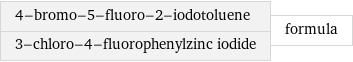 4-bromo-5-fluoro-2-iodotoluene 3-chloro-4-fluorophenylzinc iodide | formula