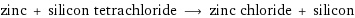 zinc + silicon tetrachloride ⟶ zinc chloride + silicon