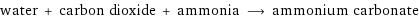 water + carbon dioxide + ammonia ⟶ ammonium carbonate