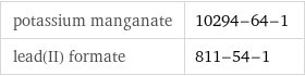 potassium manganate | 10294-64-1 lead(II) formate | 811-54-1