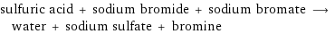 sulfuric acid + sodium bromide + sodium bromate ⟶ water + sodium sulfate + bromine