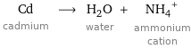 Cd cadmium ⟶ H_2O water + (NH_4)^+ ammonium cation