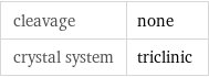 cleavage | none crystal system | triclinic