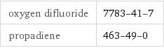 oxygen difluoride | 7783-41-7 propadiene | 463-49-0