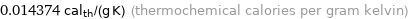 0.014374 cal_th/(g K) (thermochemical calories per gram kelvin)