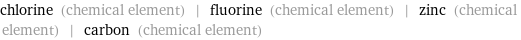 chlorine (chemical element) | fluorine (chemical element) | zinc (chemical element) | carbon (chemical element)