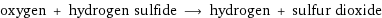 oxygen + hydrogen sulfide ⟶ hydrogen + sulfur dioxide