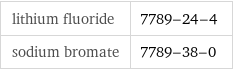 lithium fluoride | 7789-24-4 sodium bromate | 7789-38-0