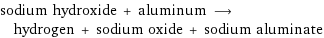 sodium hydroxide + aluminum ⟶ hydrogen + sodium oxide + sodium aluminate