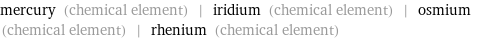 mercury (chemical element) | iridium (chemical element) | osmium (chemical element) | rhenium (chemical element)