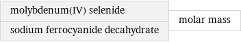 molybdenum(IV) selenide sodium ferrocyanide decahydrate | molar mass