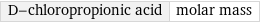 D-chloropropionic acid | molar mass