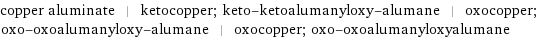 copper aluminate | ketocopper; keto-ketoalumanyloxy-alumane | oxocopper; oxo-oxoalumanyloxy-alumane | oxocopper; oxo-oxoalumanyloxyalumane