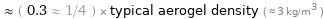  ≈ ( 0.3 ≈ 1/4 ) × typical aerogel density ( ≈ 3 kg/m^3 )