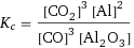 K_c = ([CO2]^3 [Al]^2)/([CO]^3 [Al2O3])