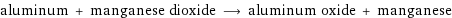 aluminum + manganese dioxide ⟶ aluminum oxide + manganese