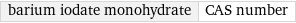 barium iodate monohydrate | CAS number