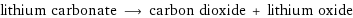 lithium carbonate ⟶ carbon dioxide + lithium oxide