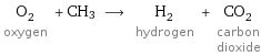 O_2 oxygen + CH3 ⟶ H_2 hydrogen + CO_2 carbon dioxide