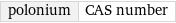 polonium | CAS number