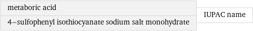 metaboric acid 4-sulfophenyl isothiocyanate sodium salt monohydrate | IUPAC name