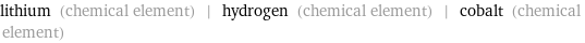 lithium (chemical element) | hydrogen (chemical element) | cobalt (chemical element)