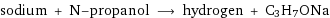 sodium + N-propanol ⟶ hydrogen + C3H7ONa