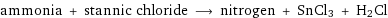 ammonia + stannic chloride ⟶ nitrogen + SnCl3 + H2Cl