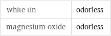 white tin | odorless magnesium oxide | odorless