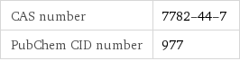 CAS number | 7782-44-7 PubChem CID number | 977