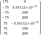 (175 | 0 -75 | 5.55112×10^-15 -75 | 100 -75 | 200 75 | -5.55112×10^-15 75 | 100 75 | 200)