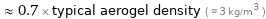  ≈ 0.7 × typical aerogel density ( ≈ 3 kg/m^3 )