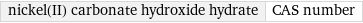 nickel(II) carbonate hydroxide hydrate | CAS number