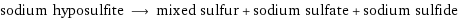 sodium hyposulfite ⟶ mixed sulfur + sodium sulfate + sodium sulfide