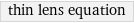 thin lens equation