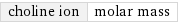 choline ion | molar mass