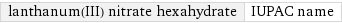 lanthanum(III) nitrate hexahydrate | IUPAC name