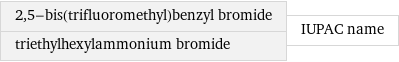 2, 5-bis(trifluoromethyl)benzyl bromide triethylhexylammonium bromide | IUPAC name