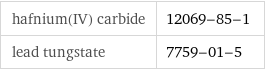 hafnium(IV) carbide | 12069-85-1 lead tungstate | 7759-01-5