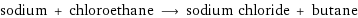 sodium + chloroethane ⟶ sodium chloride + butane