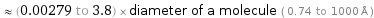  ≈ (0.00279 to 3.8) × diameter of a molecule ( 0.74 to 1000 Å )