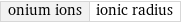 onium ions | ionic radius