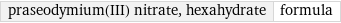 praseodymium(III) nitrate, hexahydrate | formula