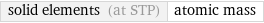 solid elements (at STP) | atomic mass