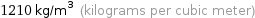 1210 kg/m^3 (kilograms per cubic meter)